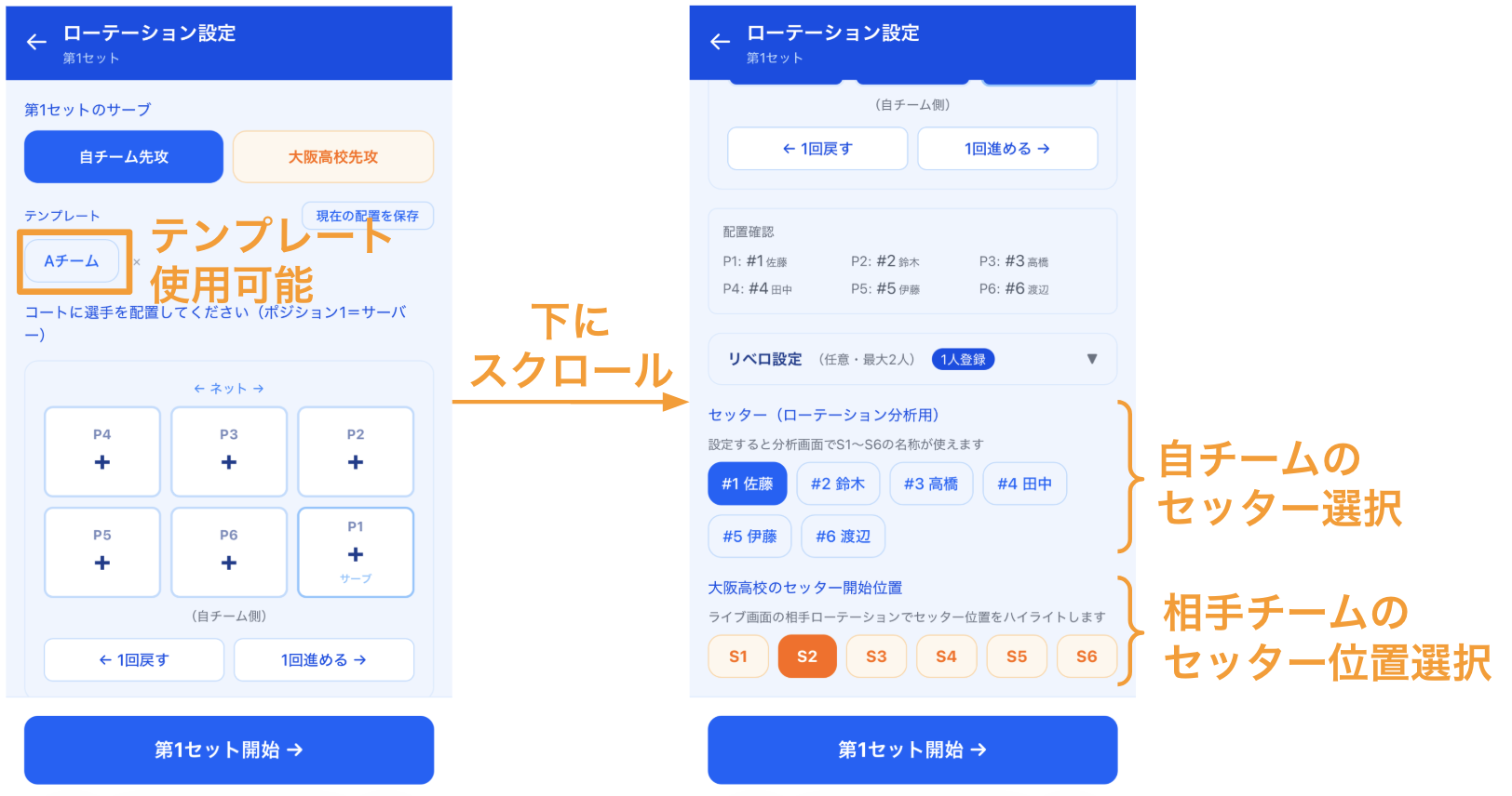 ローテーション設定画面
